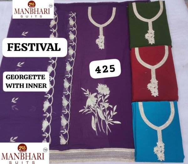 349832 Manbhari Georgette Top Nazneen Dupatta Unstitched Suits