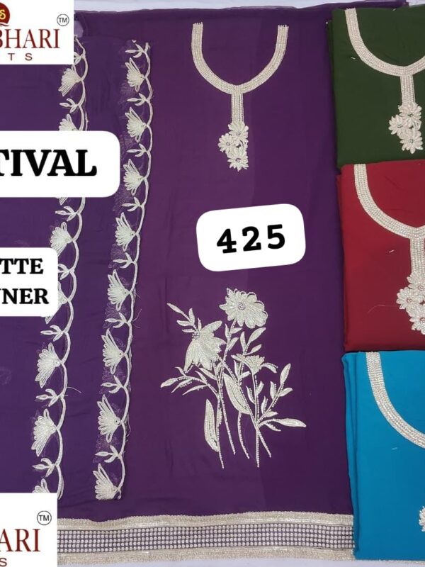 349832 Manbhari Georgette Top Nazneen Dupatta Unstitched Suits