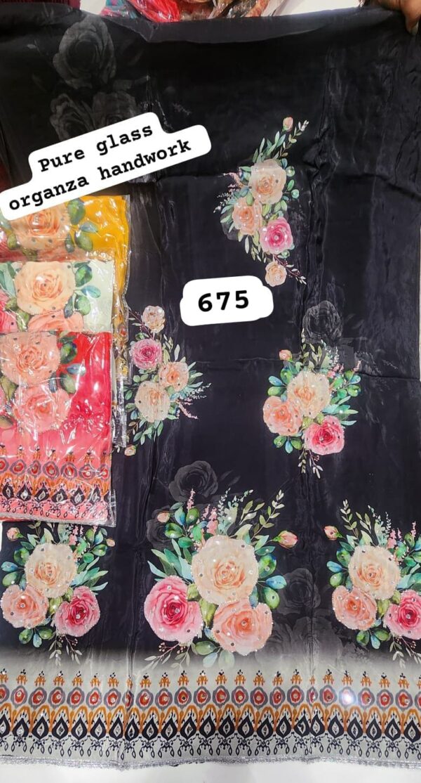 SCAK Glass Top Pure Chiffon Dupatta Unstitched Suits