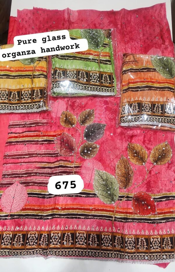 SCAK Glass Top Pure Chiffon Dupatta Unstitched Suits