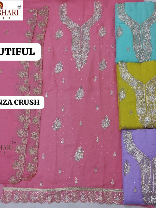 Manbhari Organza Top Nazneen Dupatta Unstitched Suits
