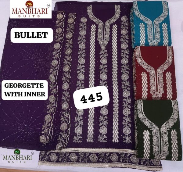 376657 Manbhari Georgette Top Nazneen Dupatta Unstitched Suits