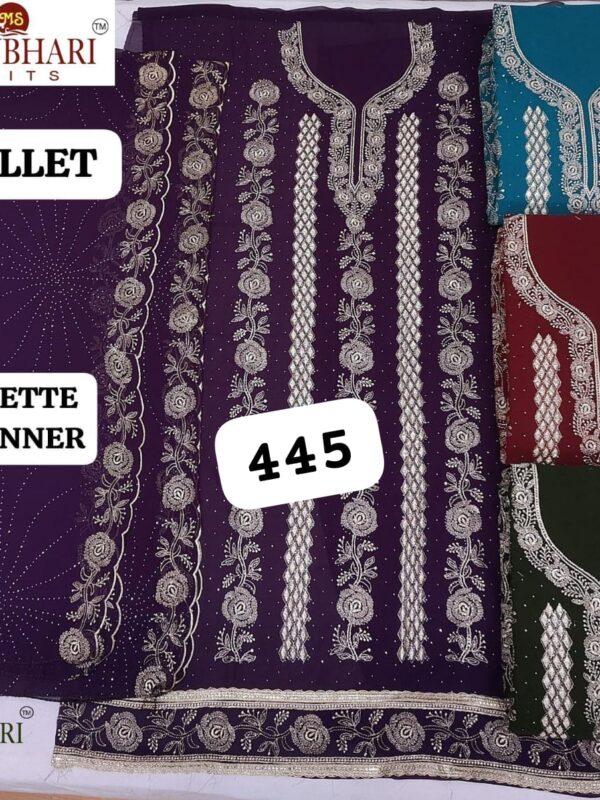 376657 Manbhari Georgette Top Nazneen Dupatta Unstitched Suits