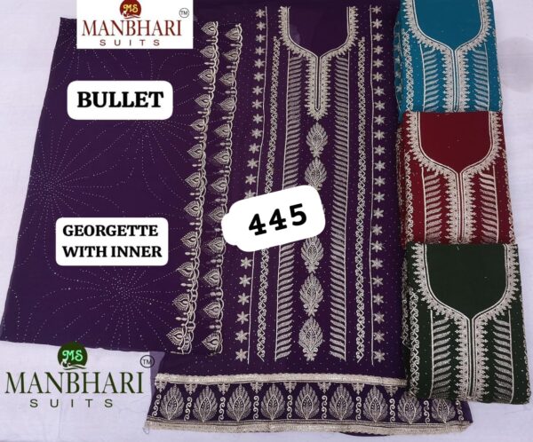 376658 Manbhari Georgette Top Nazneen Dupatta Unstitched Suits