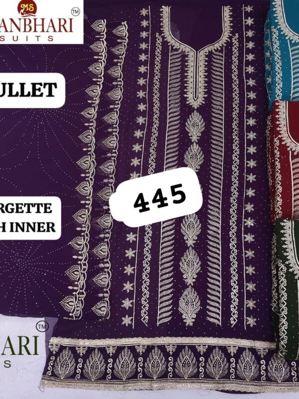 376658 Manbhari Georgette Top Nazneen Dupatta Unstitched Suits