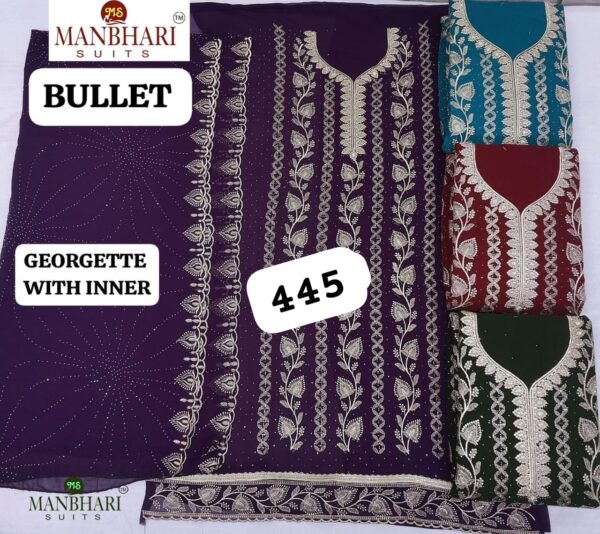 376659 Manbhari Georgette Top Nazneen Dupatta Unstitched Suits