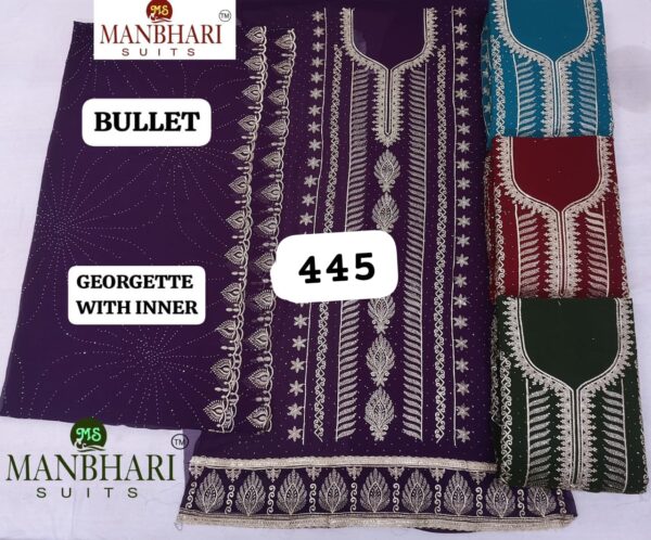 Manbhari Georgette Top Nazneen Dupatta Unstitched Suits