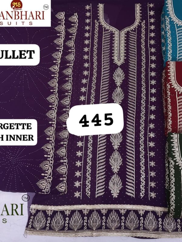 376661 Manbhari Georgette Top Nazneen Dupatta Unstitched Suits