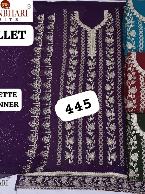 376662 Manbhari Georgette Top Nazneen Dupatta Unstitched Suits