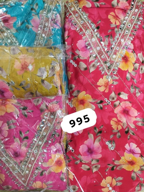 SCAK Glass Top Pure Chiffon Dupatta Unstitched Suits