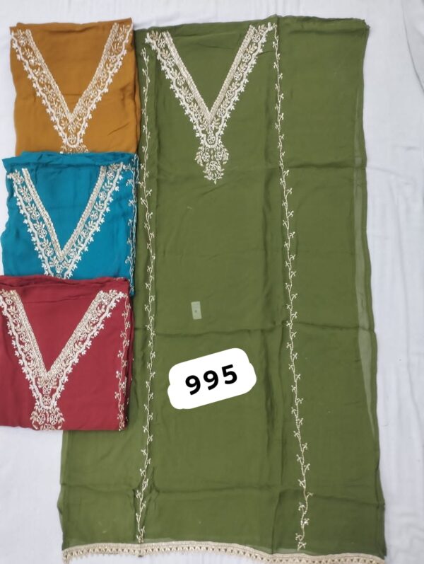 SCAK Glass Top Pure Chiffon Dupatta Unstitched Suits