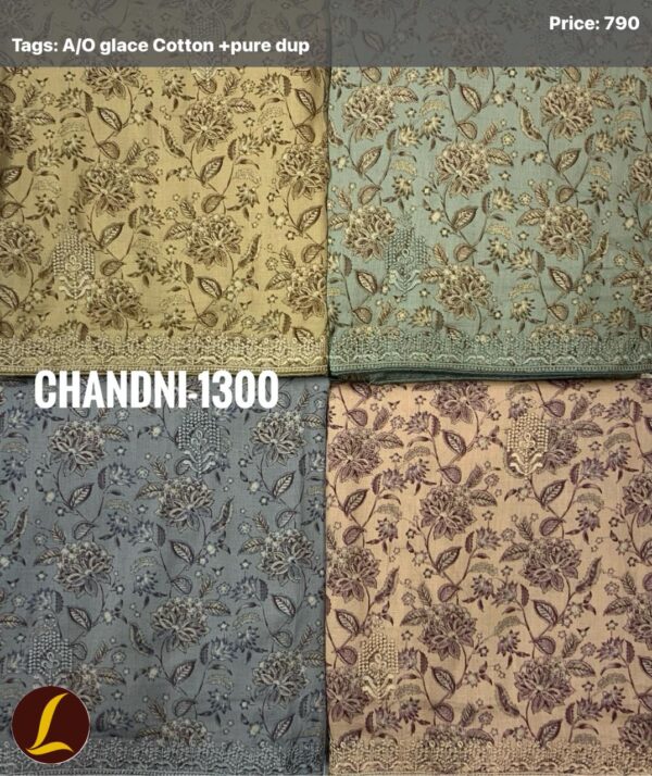 Lalee Cotton Top Pure Chiffon Dupatta Unstitched Suits