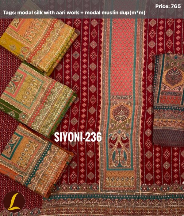 1000462951 Lalee Modal Silk Top Muslin Dupatta Unstitched Suits