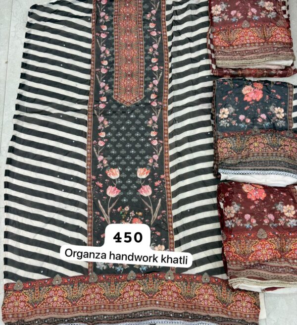 SCAK Organza Top Pure Chiffon Dupatta Unstitched Suits