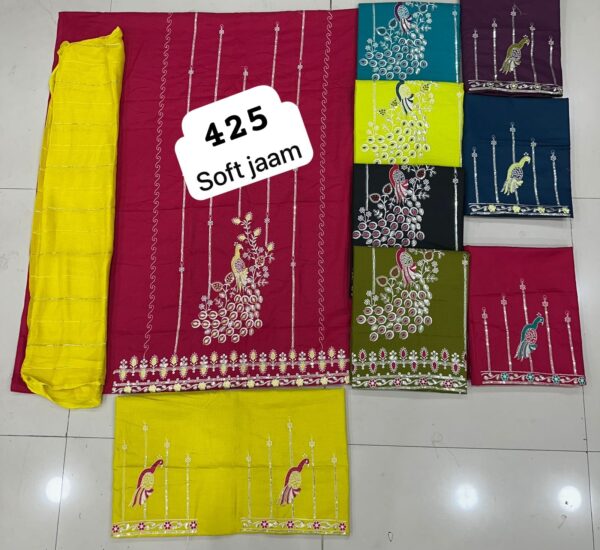 1000584694 SCAK Soft Jaam Top Pure Chiffon Dupatta Unstitched Suits