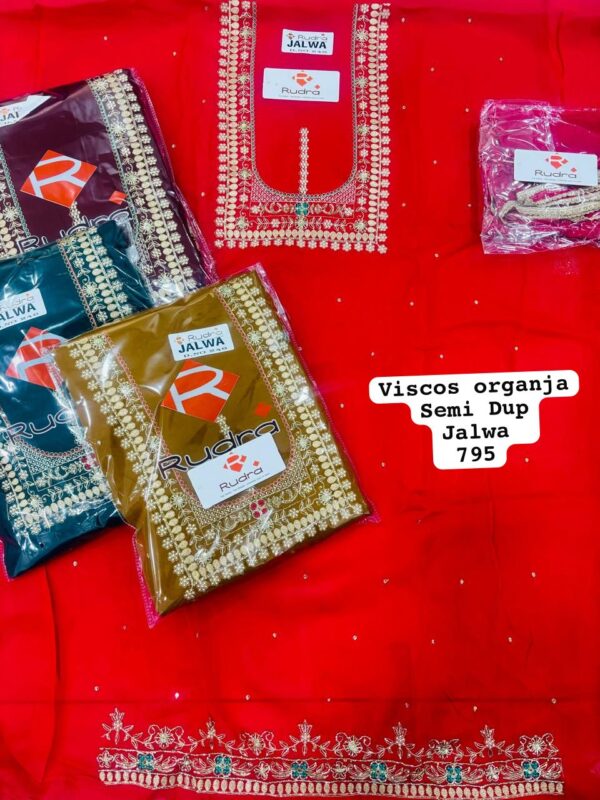 1000584699 Rudra Organza Top Pure Chiffon Dupatta Unstitched Suits