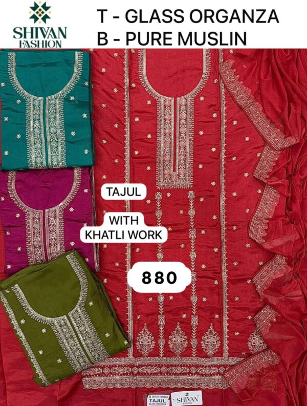 Shivansh Organza Top Pure Chiffon Dupatta Unstitched Suits