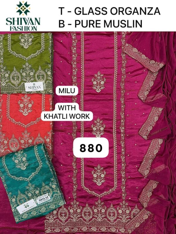 Shivansh Organza Top Pure Chiffon Dupatta Unstitched Suits