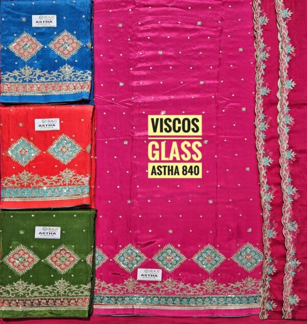 Raj Silk Mills Glass Top Pure Chiffon Dupatta Unstitched Suits