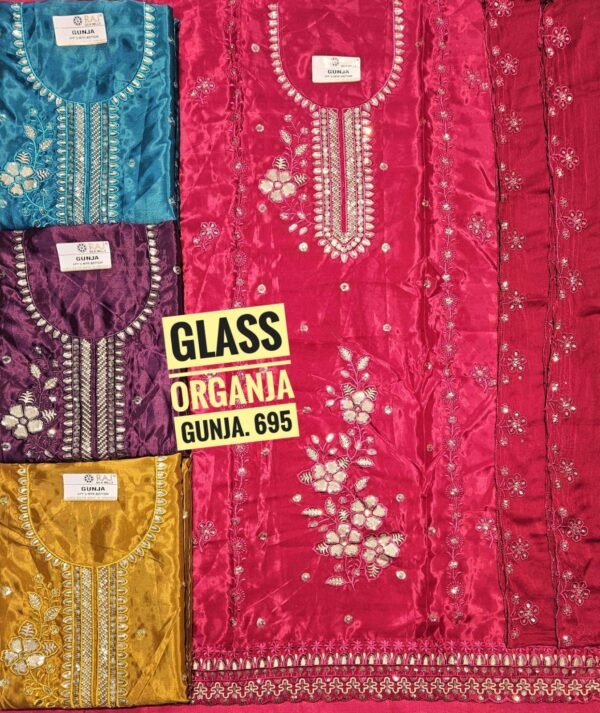 Raj Silk Mills Organza Top Pure Chiffon Dupatta Unstitched Suits