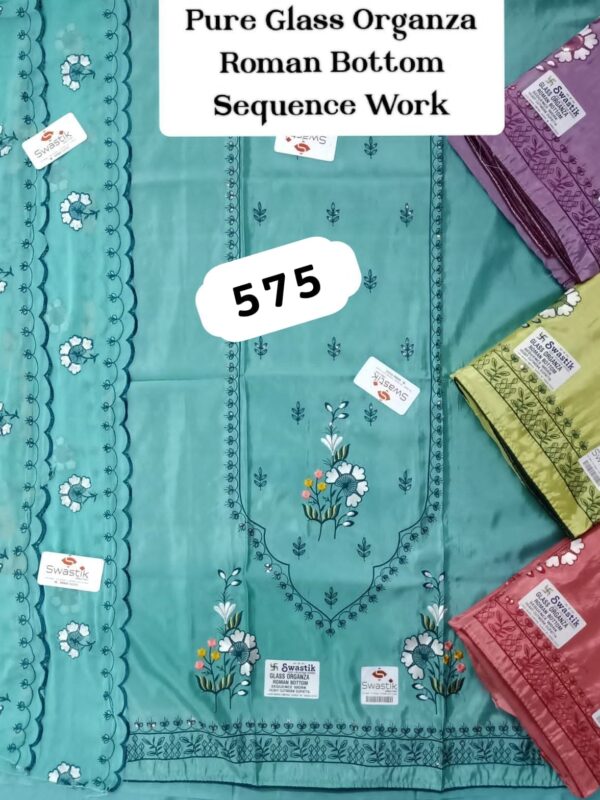 Swastik Organza Top Pure Chiffon Dupatta Unstitched Suits