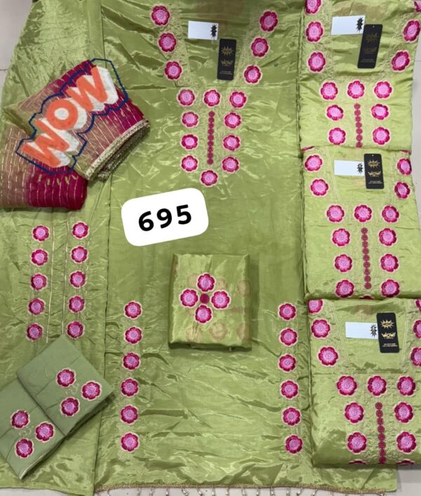 Wow Silk Top Pure Chiffon Dupatta Unstitched Suits