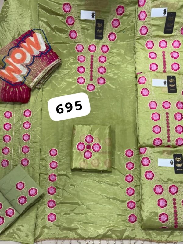 Wow Silk Top Pure Chiffon Dupatta Unstitched Suits