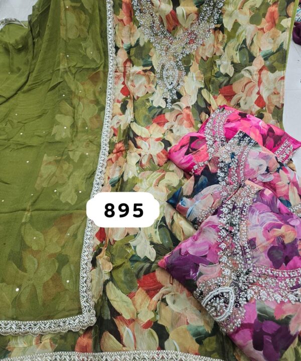 SCAK Organza Top Pure Chiffon Dupatta Unstitched Suits