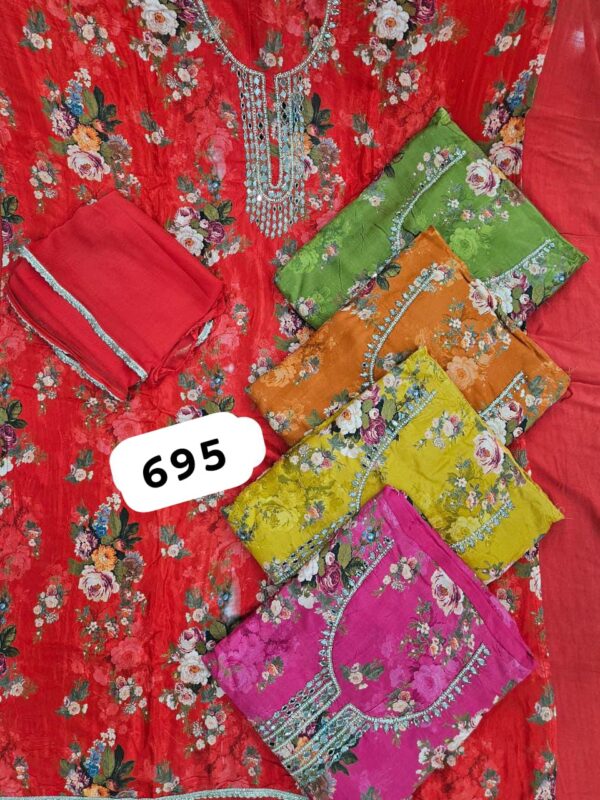 SCAK Organza Top Pure Chiffon Dupatta Unstitched Suits