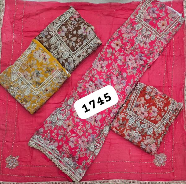 1000585818 SCAK Organza Top Pure Chiffon Dupatta Unstitched Suits