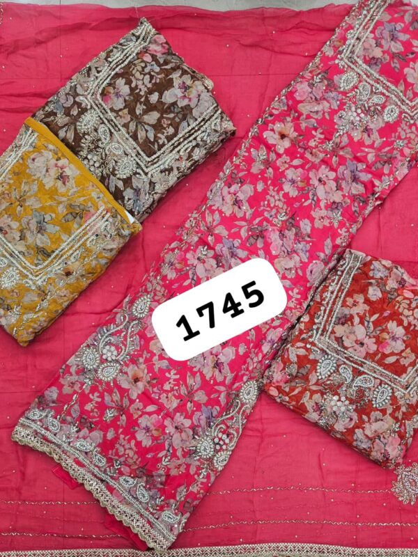 SCAK Organza Top Pure Chiffon Dupatta Unstitched Suits