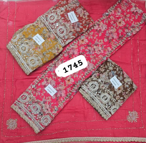 SCAK Organza Top Pure Chiffon Dupatta Unstitched Suits