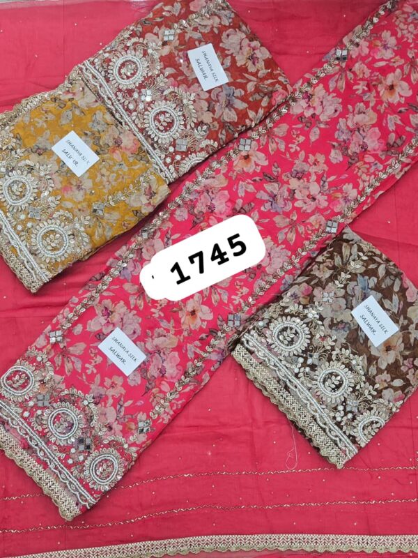 SCAK Organza Top Pure Chiffon Dupatta Unstitched Suits