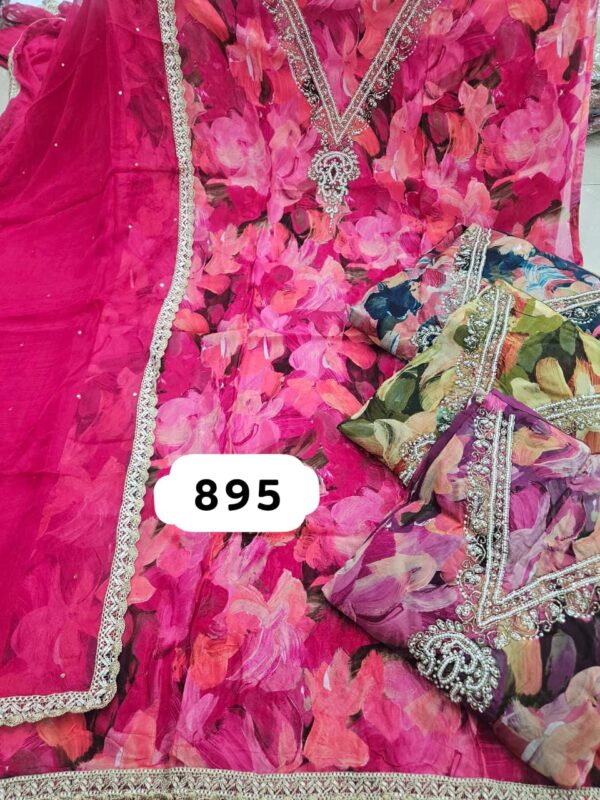 SCAK Organza Top Pure Chiffon Dupatta Unstitched Suits