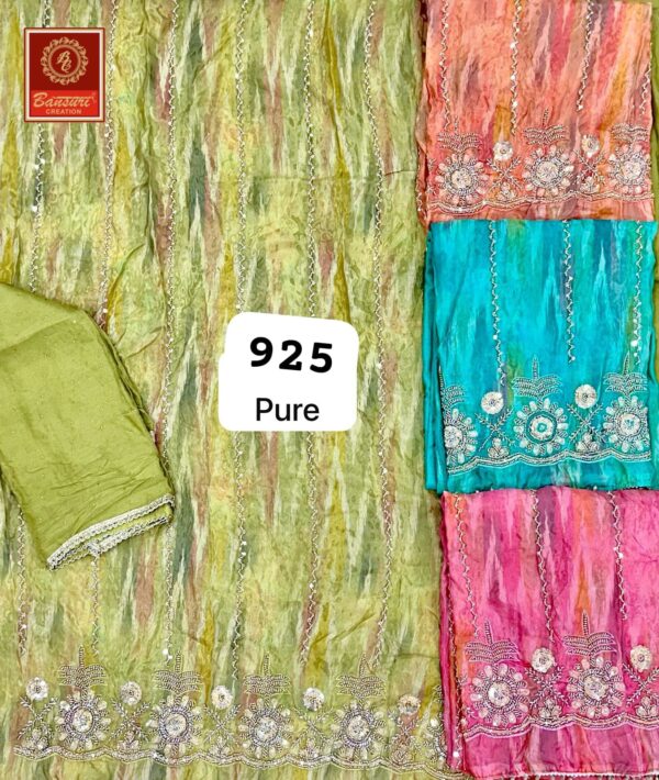 1000614489 Bansuri Glass Top Pure Chiffon Dupatta Unstitched Suits