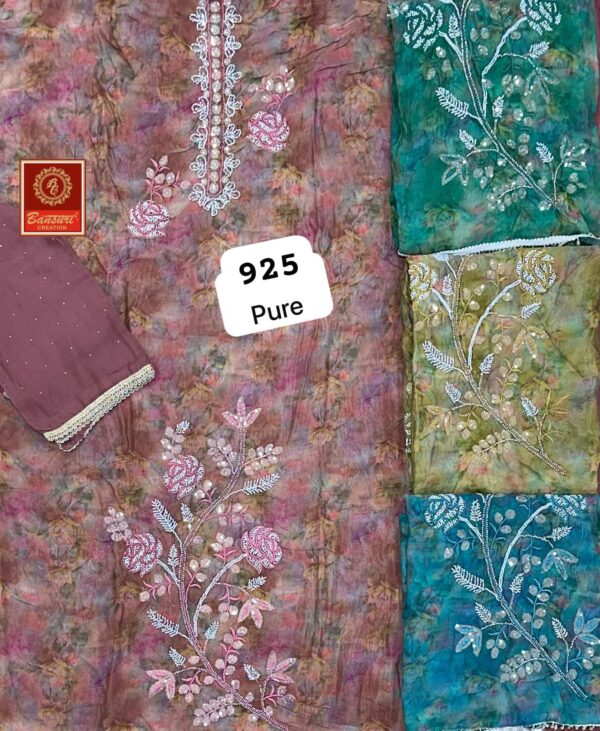 1000614491 Bansuri Glass Top Pure Chiffon Dupatta Unstitched Suits