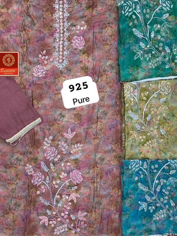 Bansuri Glass Top Pure Chiffon Dupatta Unstitched Suits