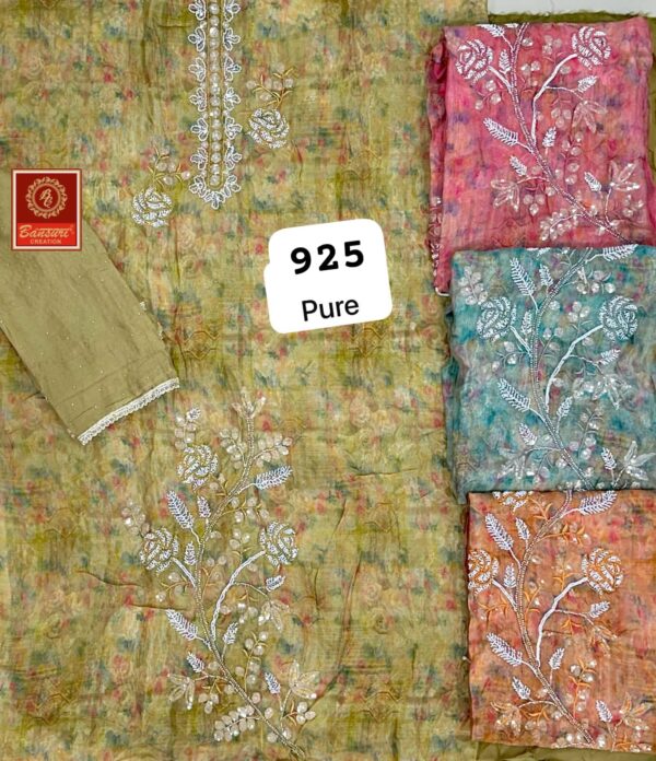 Bansuri Glass Top Pure Chiffon Dupatta Unstitched Suits