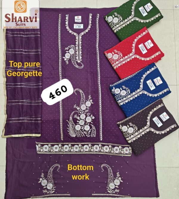 Sharvi Georgette Top Pure Chiffon Dupatta Unstitched Suits