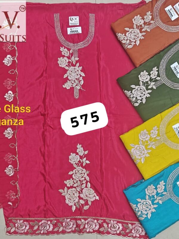 KV Glass Top Pure Chiffon Dupatta Unstitched Suits