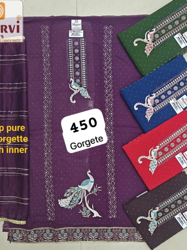 1000511022 Sharvi Georgette Top Pure Chiffon Dupatta Unstitched Suits