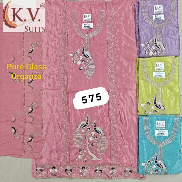 KV Glass Top Pure Chiffon Dupatta Unstitched Suits
