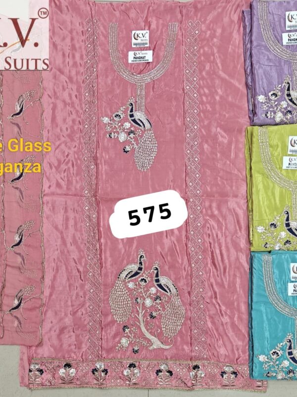 KV Glass Top Pure Chiffon Dupatta Unstitched Suits