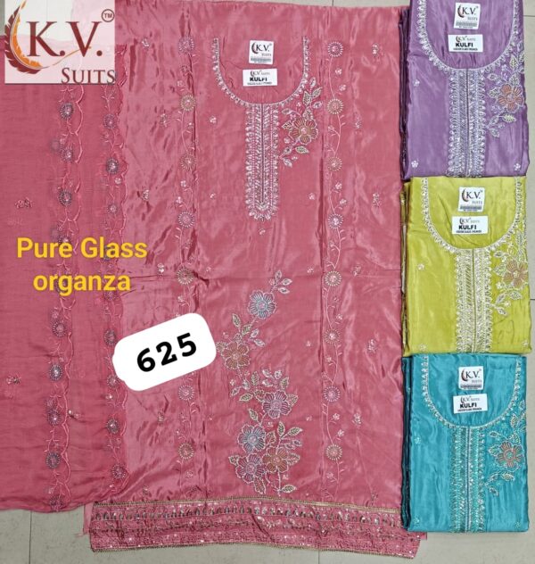 KV Glass Top Pure Chiffon Dupatta Unstitched Suits