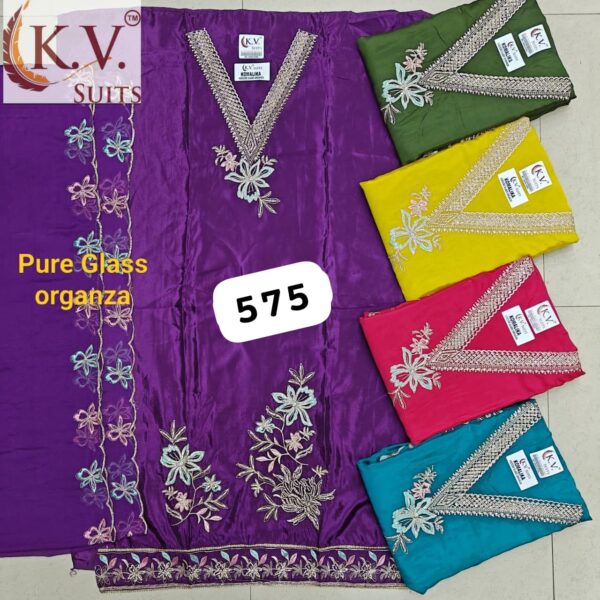 KV Glass Top Pure Chiffon Dupatta Unstitched Suits