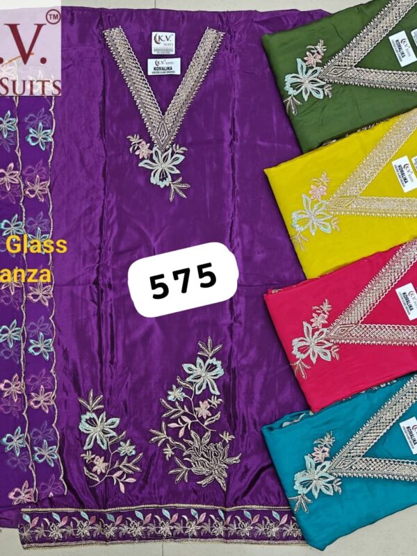KV Glass Top Pure Chiffon Dupatta Unstitched Suits
