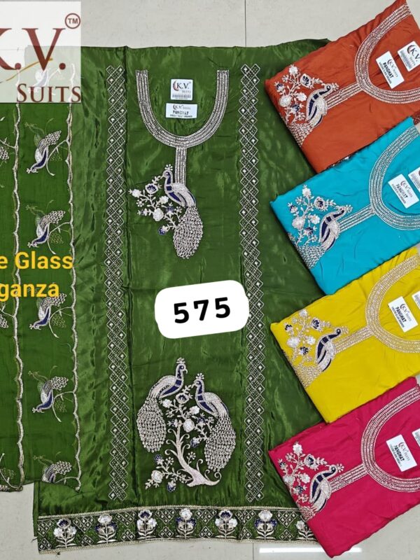 KV Glass Top Pure Chiffon Dupatta Unstitched Suits