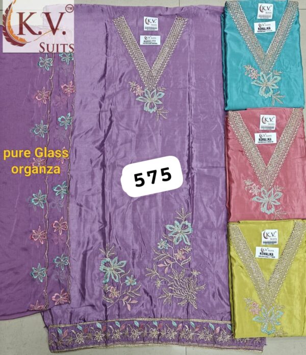 KV Glass Top Pure Chiffon Dupatta Unstitched Suits