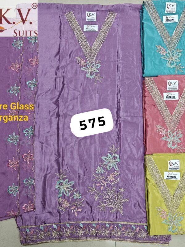 1000511033 KV Glass Top Pure Chiffon Dupatta Unstitched Suits