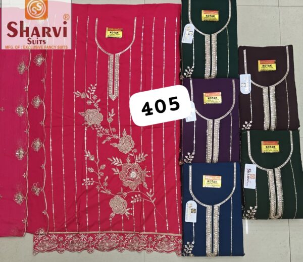 1000511035 Sharvi Fiona Top Pure Chiffon Dupatta Unstitched Suits